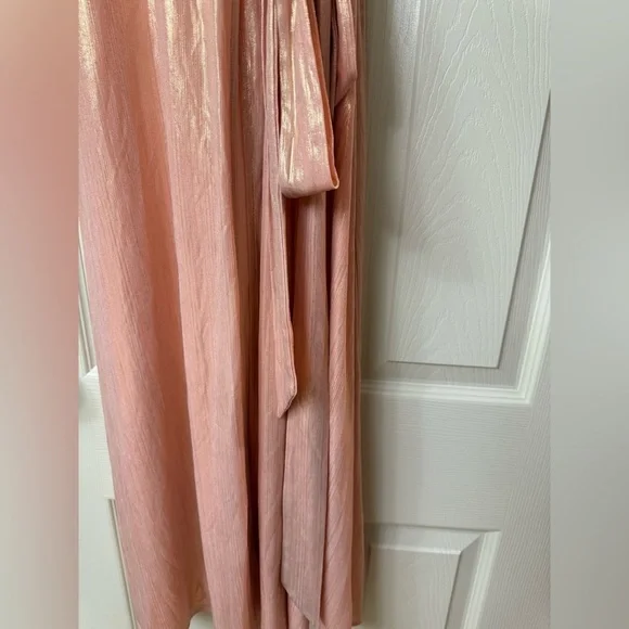 Yumi Kim Maternity Francine Soft Metallic Pink Wrap Midi Dress NWOT Small S - Picture 7 of 9